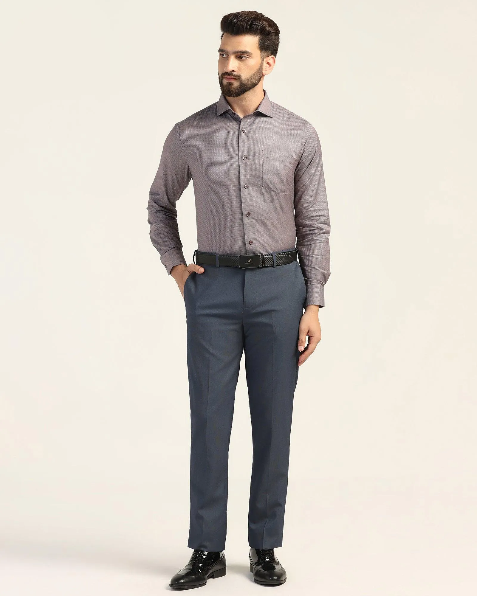 Straight B-90 Formal Navy Textured Trouser - Mazda