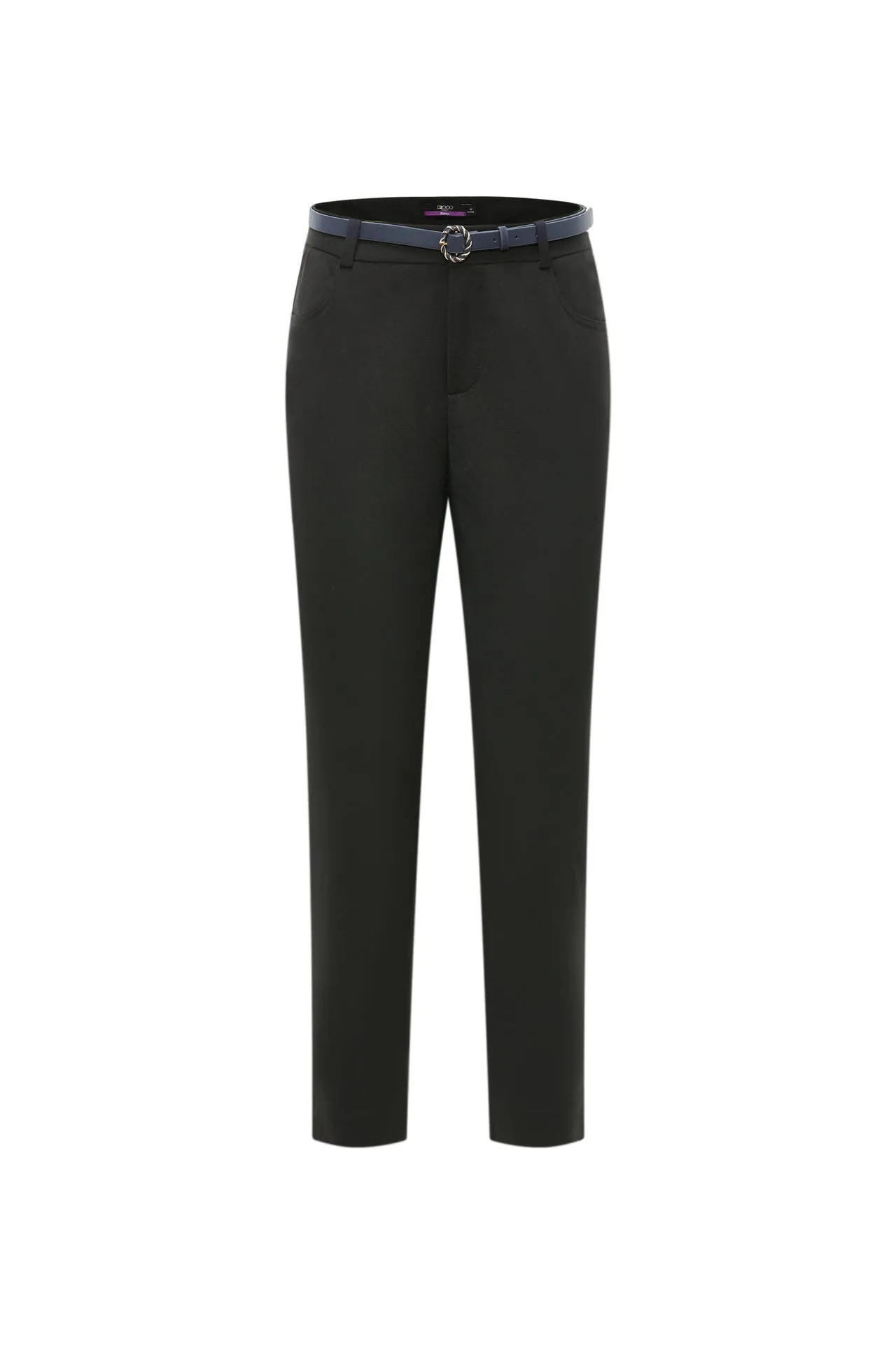 Stretchable Double Weave Skinny Cropped Pants with Belt