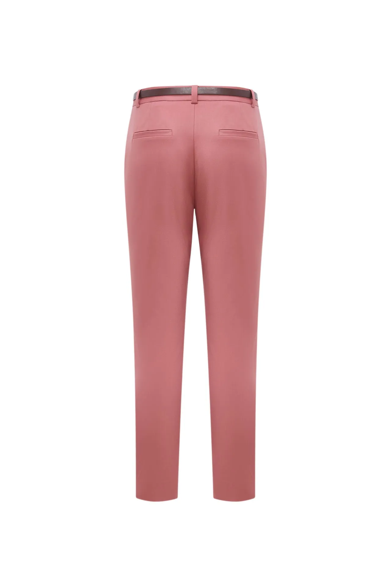 Stretchable Double Weave Skinny Cropped Pants with Belt