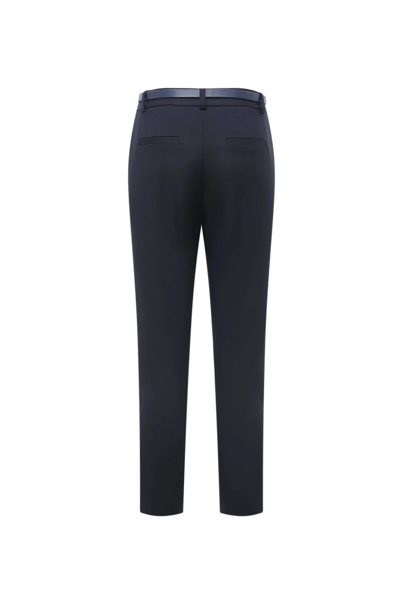 Stretchable Double Weave Skinny Cropped Pants with Belt