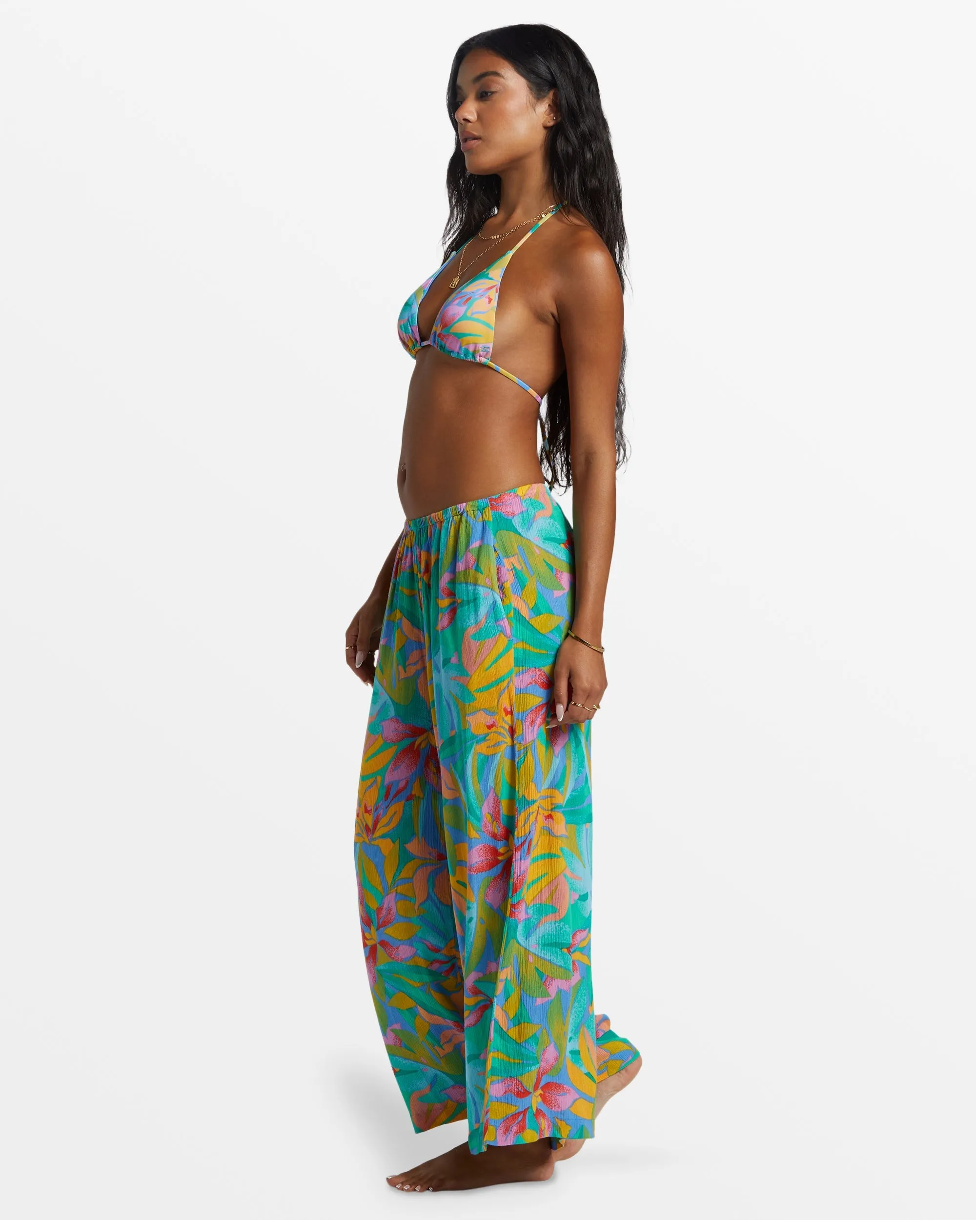 Sun Catcher Elastic Waist Printed Pants - Marina