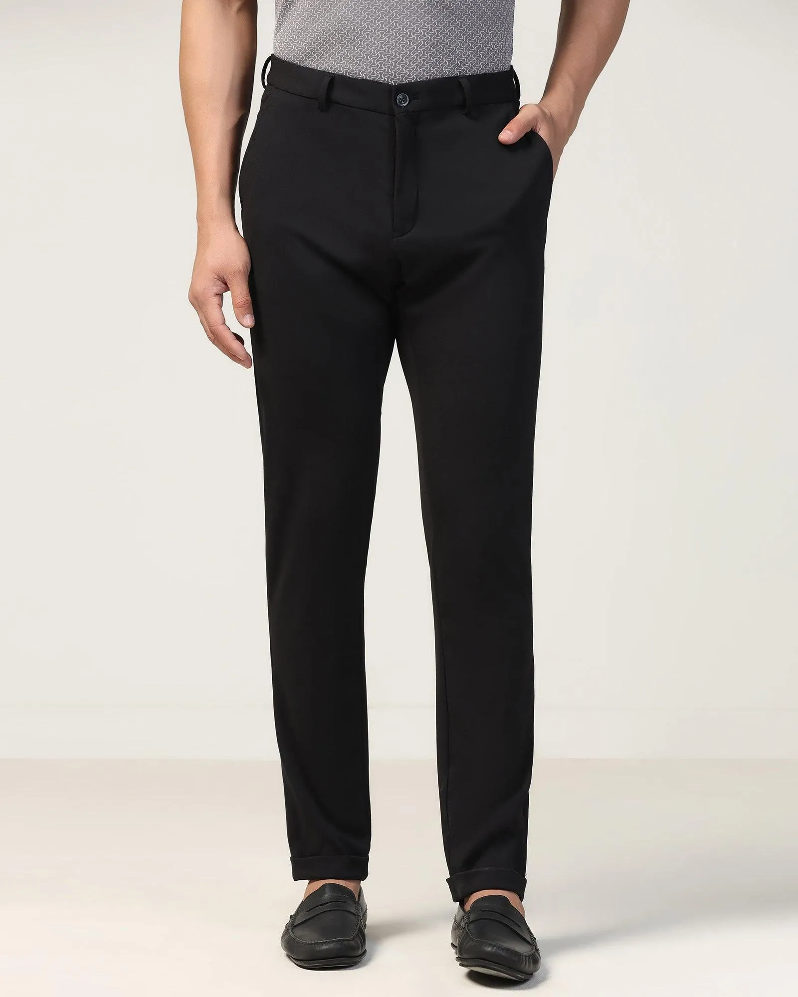 Super Slim Phoenix Formal Black Solid Trouser - Oak