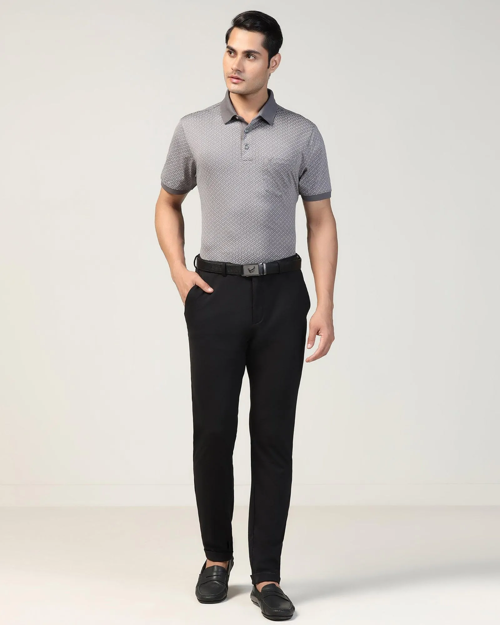 Super Slim Phoenix Formal Black Solid Trouser - Oak