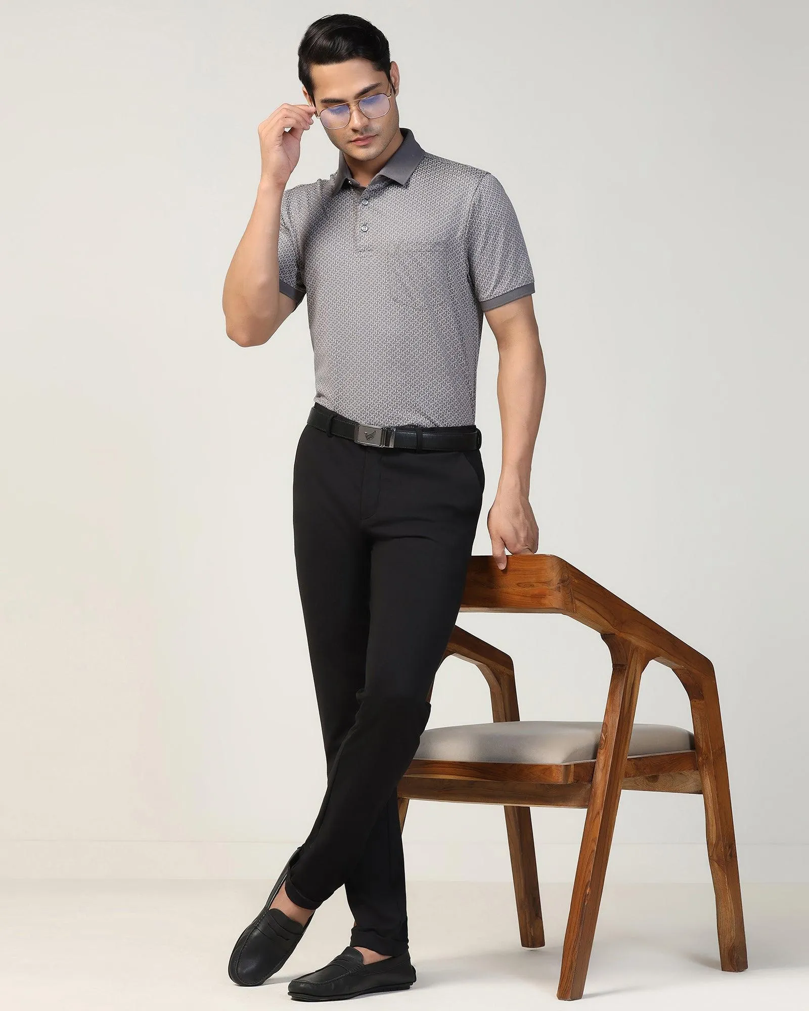 Super Slim Phoenix Formal Black Solid Trouser - Oak