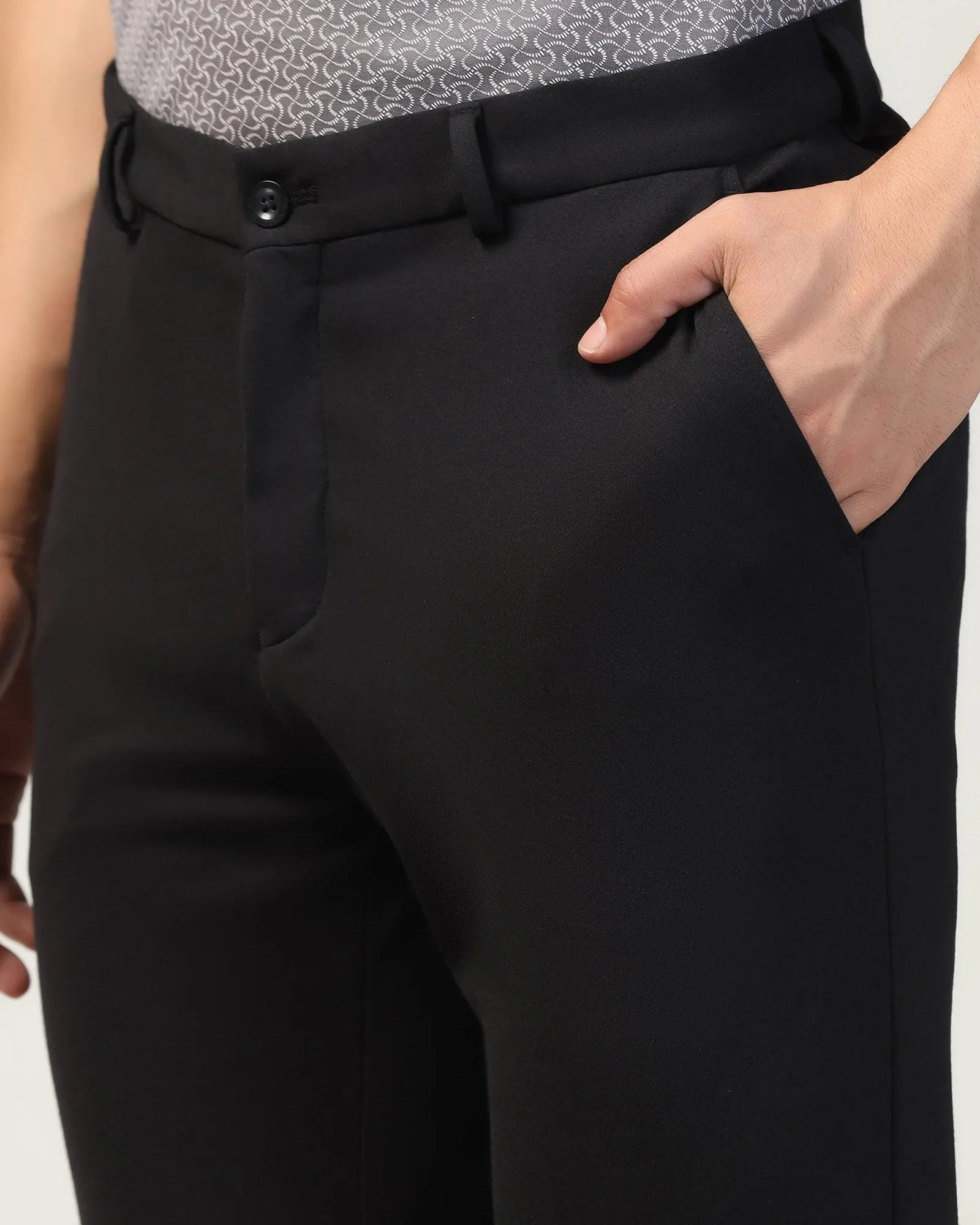 Super Slim Phoenix Formal Black Solid Trouser - Oak