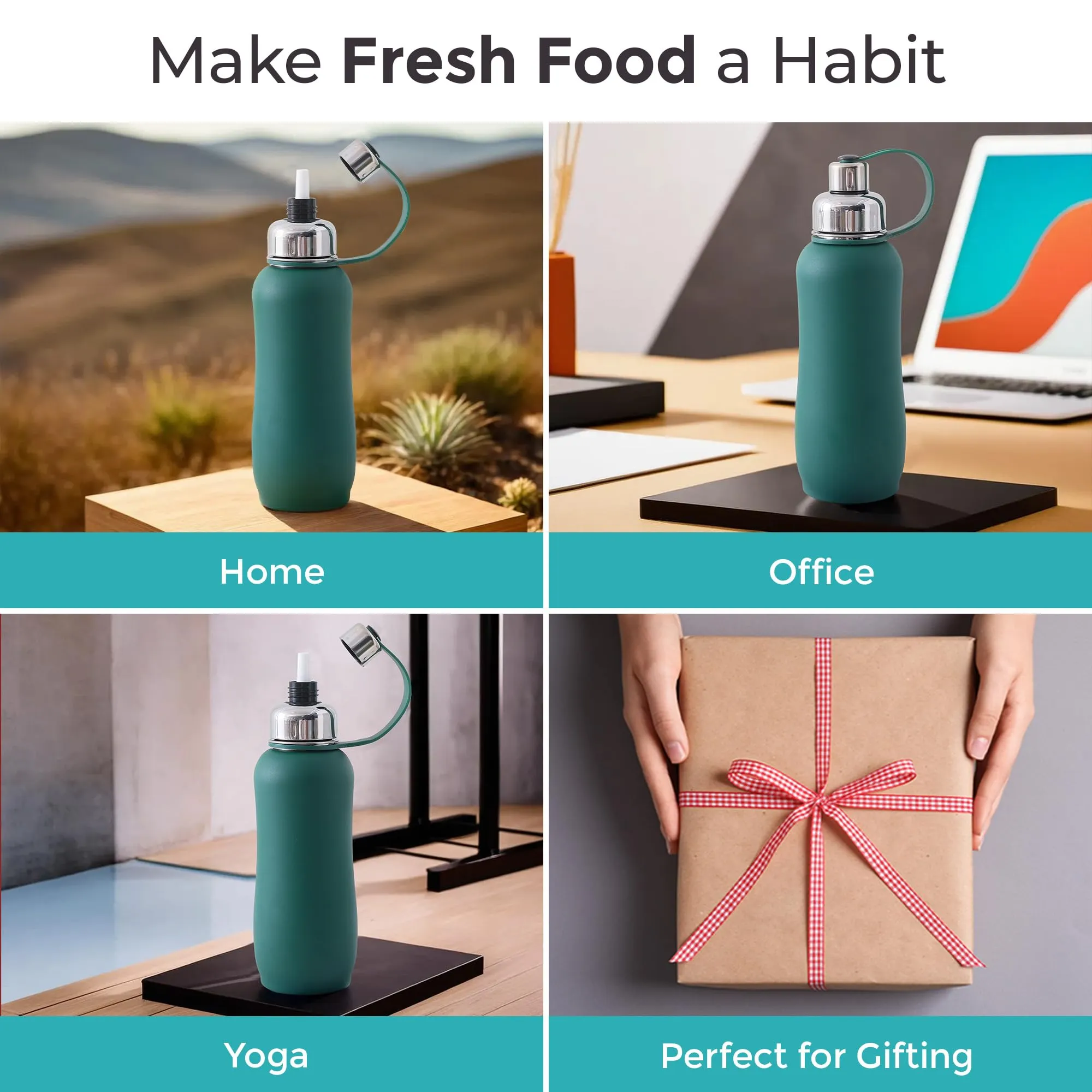 The Better Home Insulated Thermosteel Bottle 750ml | Small Flask Water Bottle for Kids School | Hot and Cold Water Bottle | Gym Bottles for Men/Women | Multi-Opening Cap | Gifting Items (Dark Green)