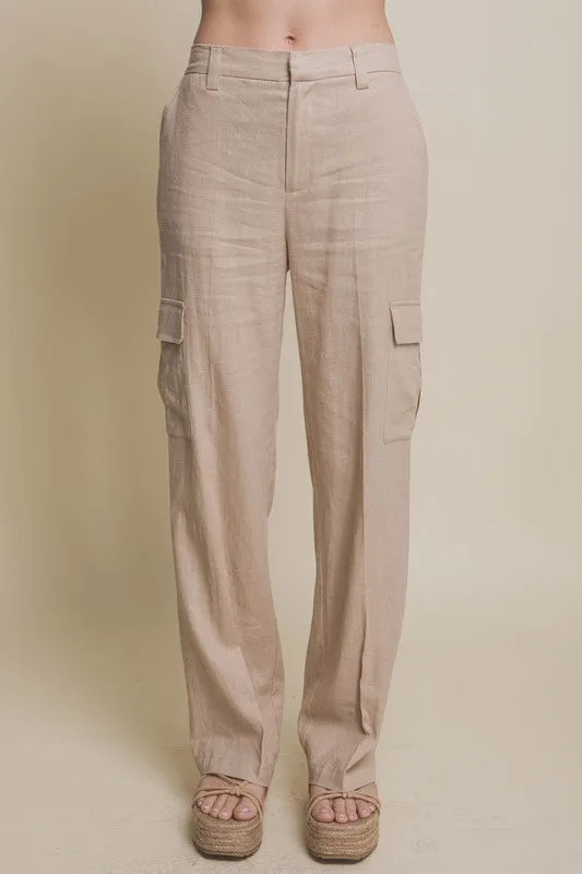 The Tara Linen Pants- Khaki