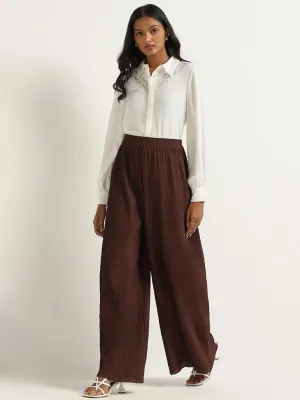 Wardrobe Brown Self-Patterned Palazzos