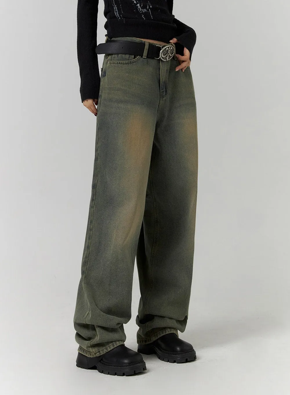 Washed Wide Leg Jeans CD319