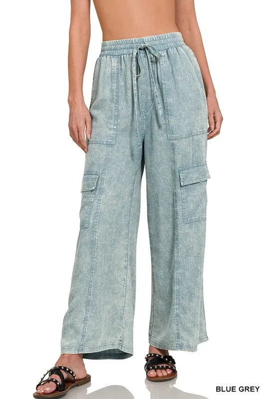 Zenana Sweet Nothings Linen Cargo Pants